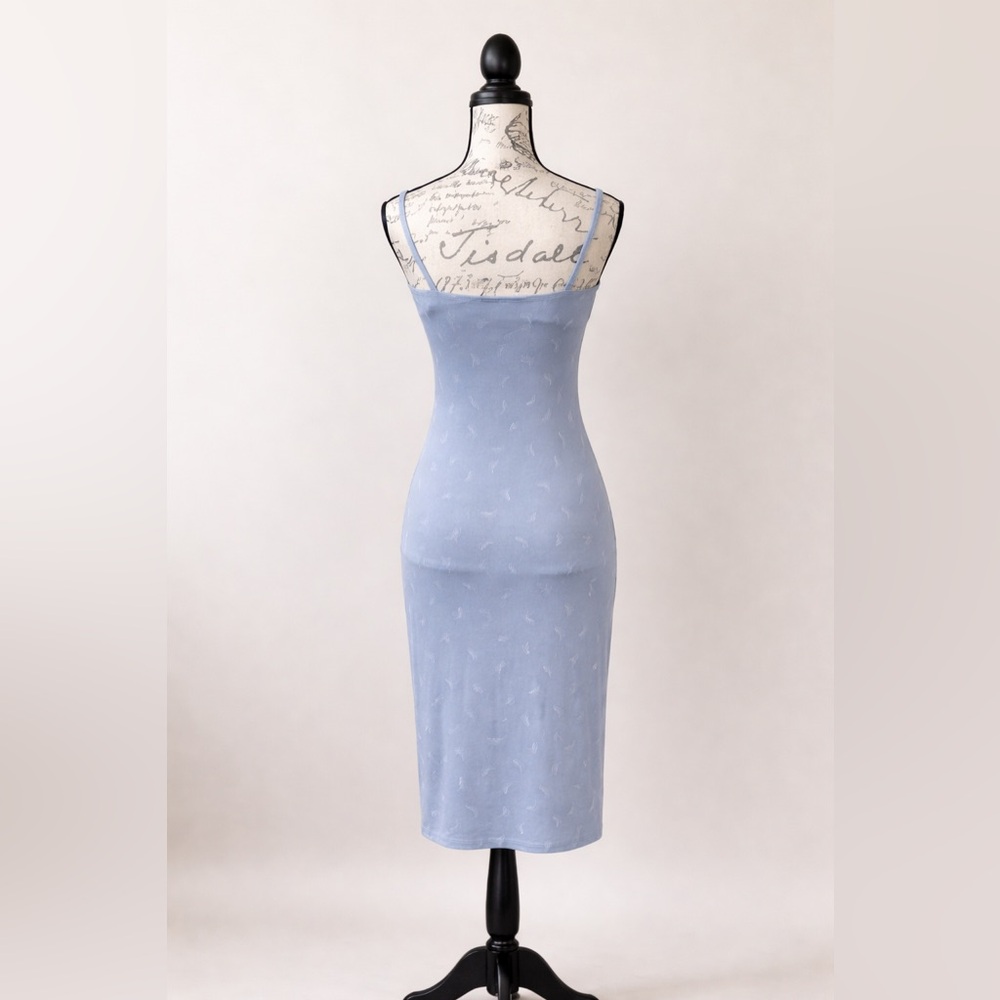 Banana Republic Silk Blend Feather Print Slip Dress Y2K Minimalist Midi - Picture 4 of 6